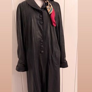 Vintage 90’s along soft leather trench coat. Oversized